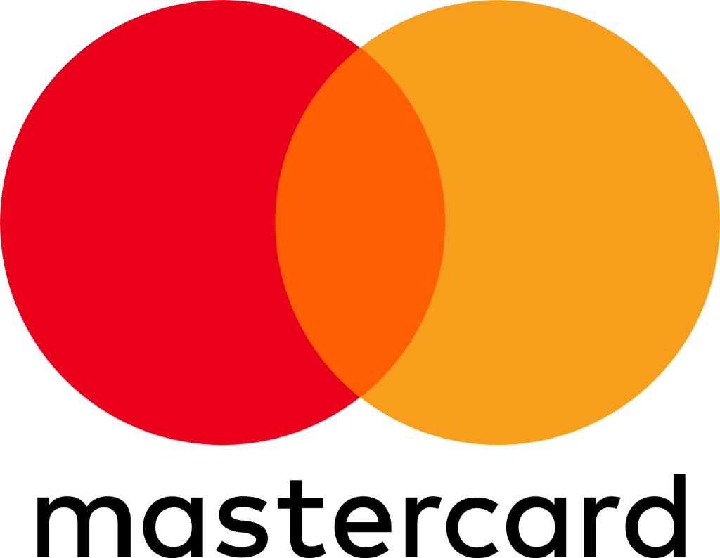 Overlapping red and orange circles form the Mastercard logo.